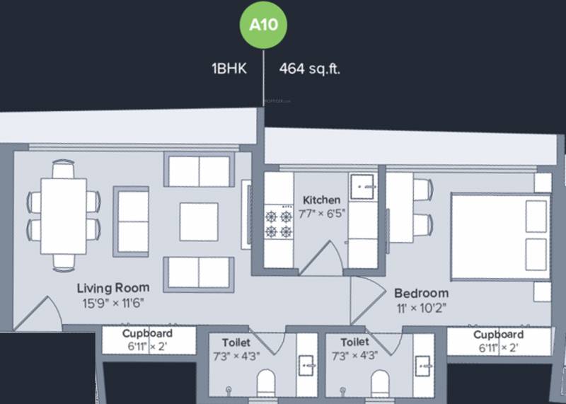 Marathon Nexworld (1BHK+2T (464 sq ft) 464 sq ft)