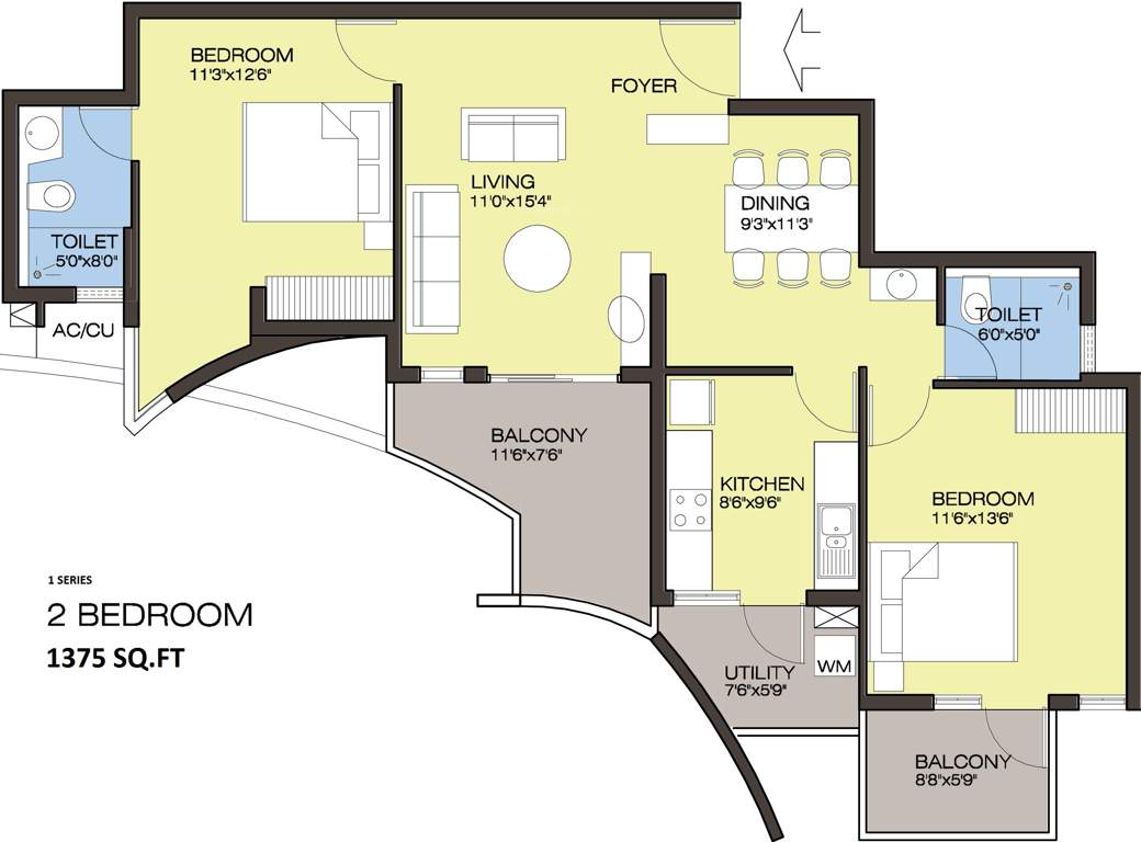 Landmark Grand City (2BHK+2T (1,375 sq ft) 1375 sq ft)