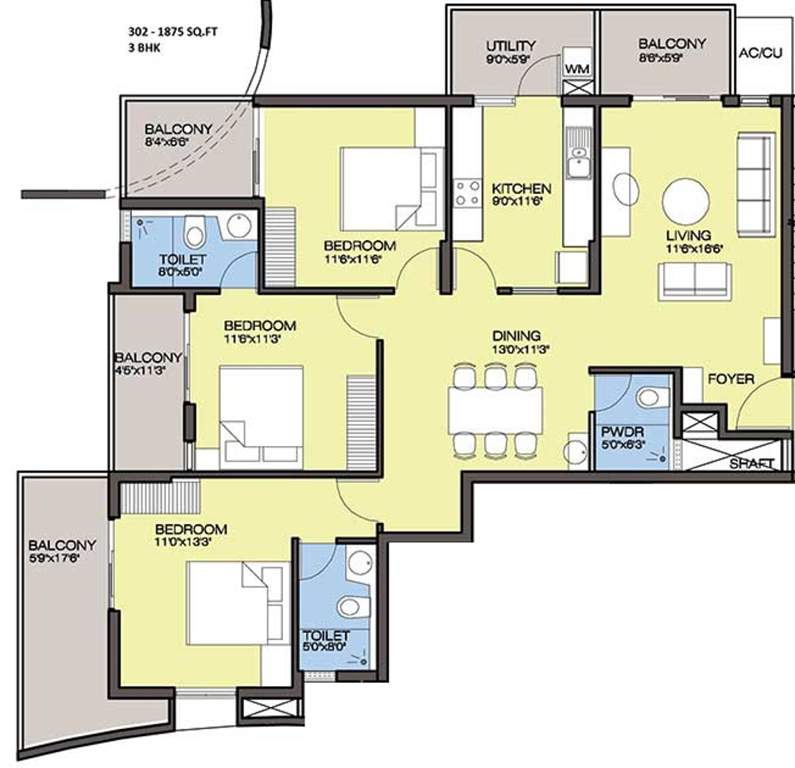 Landmark Grand City (3BHK+3T (1,875 sq ft) 1875 sq ft)