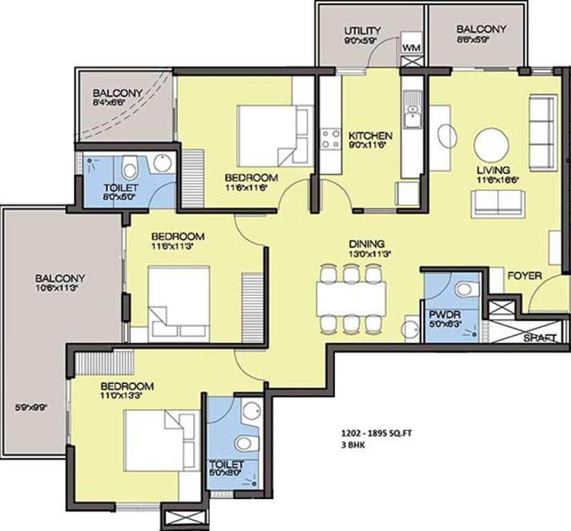 Landmark Grand City (3BHK+3T (1,895 sq ft) 1895 sq ft)