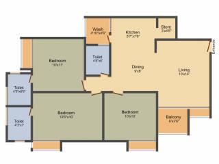 Avirat Silver Brook (3BHK+3T (1,476 sq ft) 1476 sq ft)