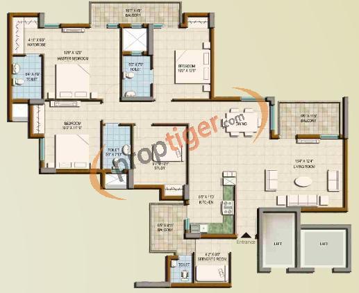 Universal Greens (3BHK+3T (1,979 sq ft) + Study Room 1979 sq ft)