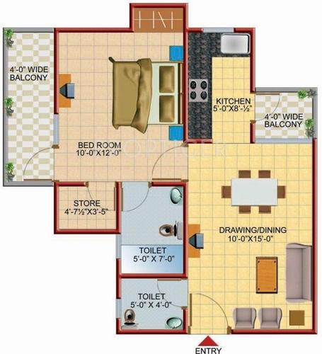 Techman Moti Residency (1BHK+2T (650 sq ft) 650 sq ft)