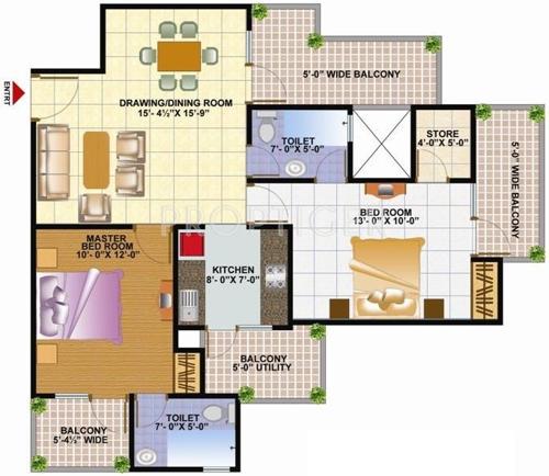 Techman Moti Residency (2BHK+2T (1,100 sq ft) 1100 sq ft)