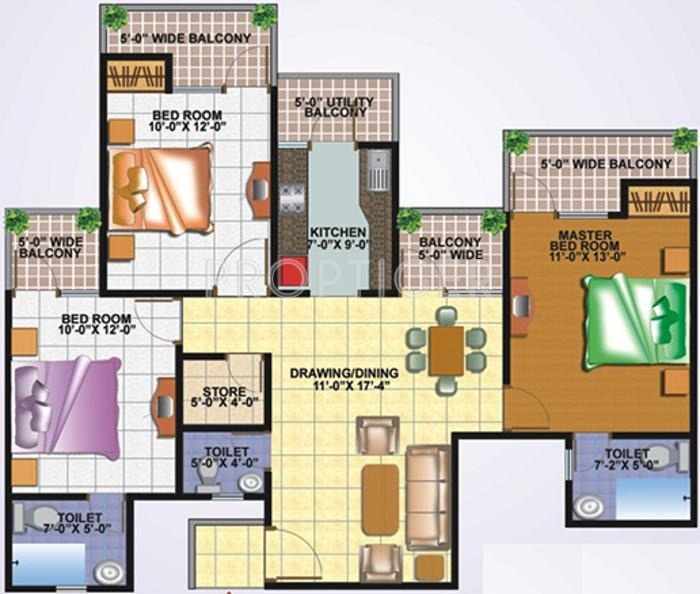 Techman Moti Residency (3BHK+3T (1,275 sq ft) 1275 sq ft)