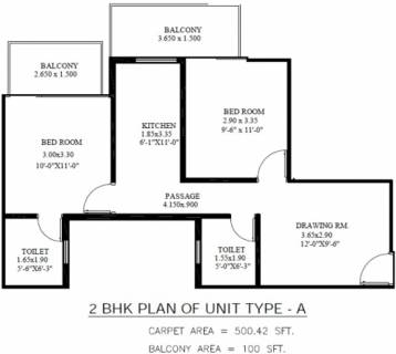 500 Sq Ft 2 Bhk Floor Plan Image Pyramid Infratech Gurgaon Urban
