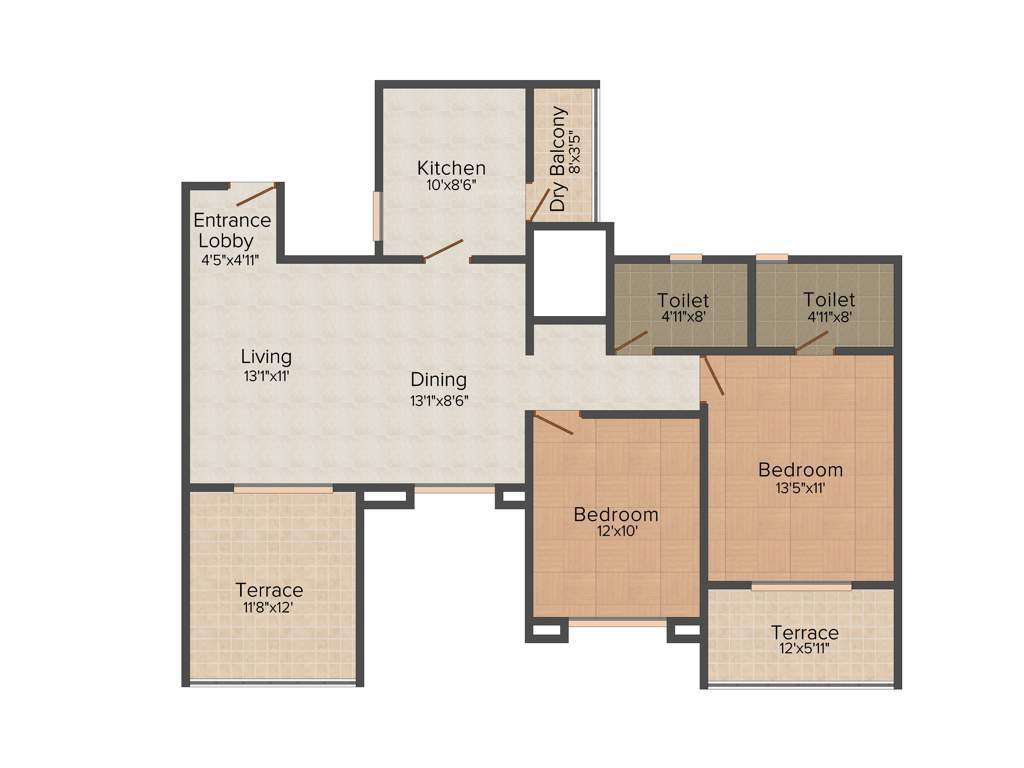 Nishant Iken (2BHK+2T (1,275 sq ft) 1275 sq ft)