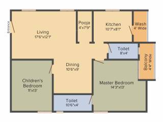 Hallmark Silvanus (2BHK+2T (1,330 sq ft) 1330 sq ft) Hallmark Silvanus (2BHK+2T (1,330 sq ft) 1330 sq ft)