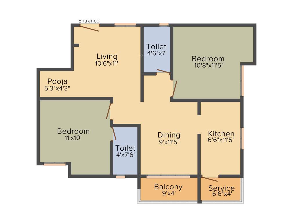 Raunaq Aishwaryam (2BHK+2T (1,081 sq ft) + Pooja Room 1081 sq ft)