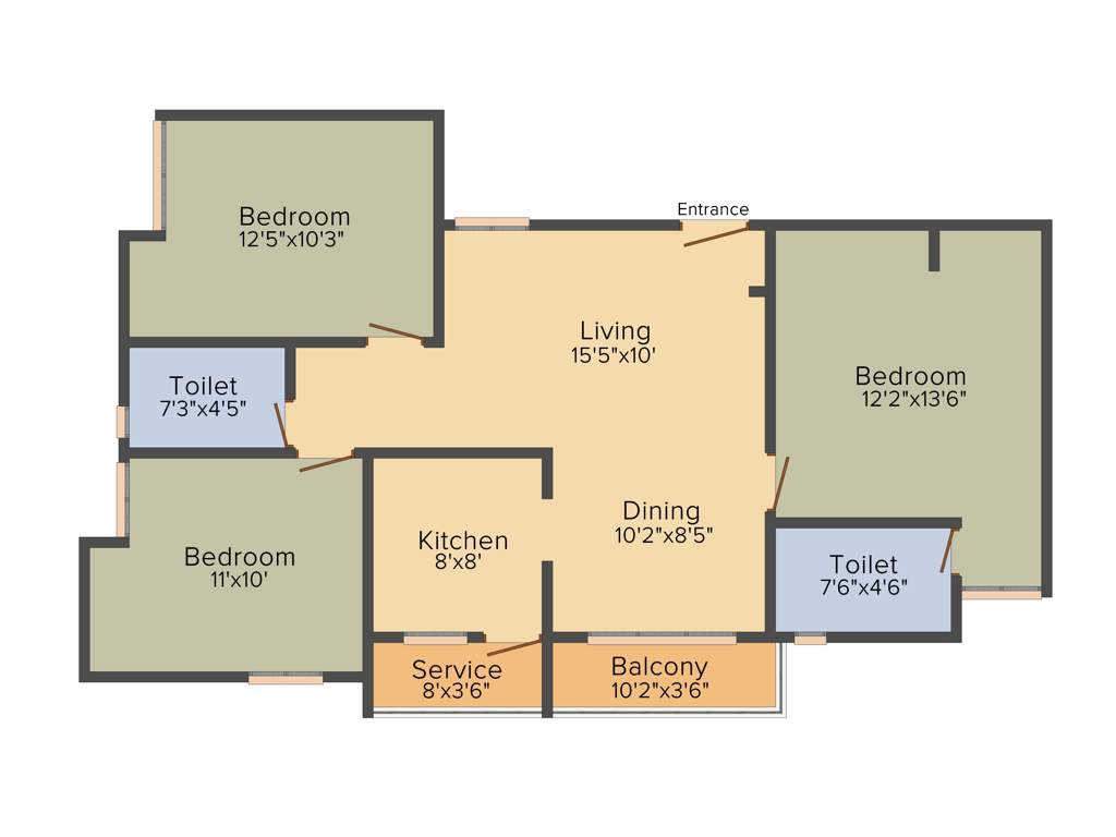 Raunaq Aishwaryam (3BHK+2T (1,311 sq ft) 1311 sq ft)