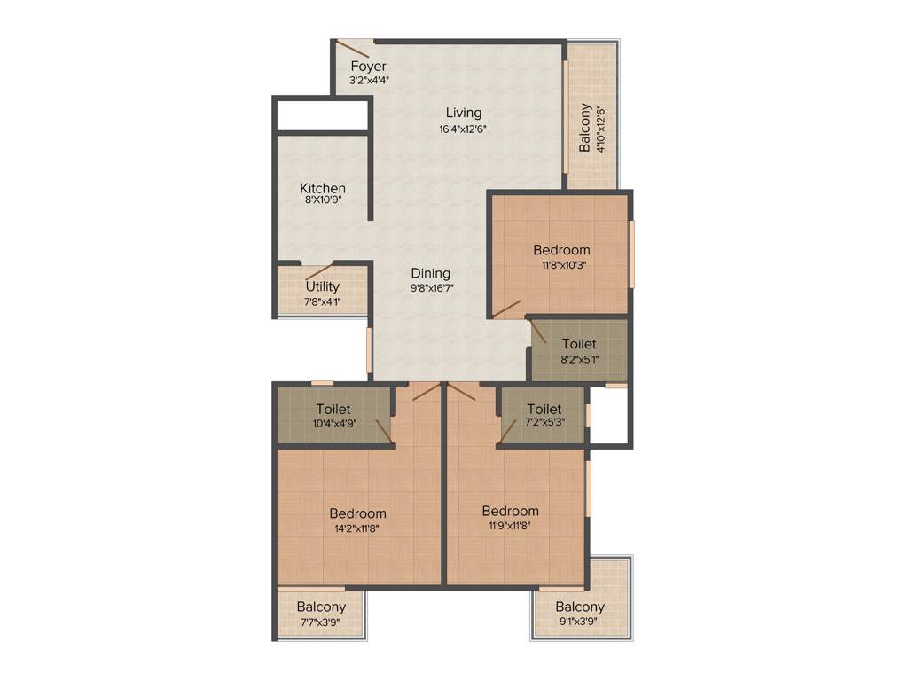 MJ Azaliya (3BHK+3T (1,538 sq ft) 1538 sq ft)