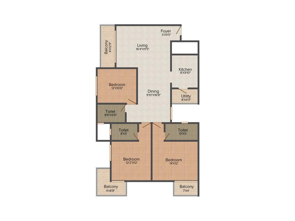 MJ Azaliya (3BHK+3T (1,554 sq ft) 1554 sq ft)