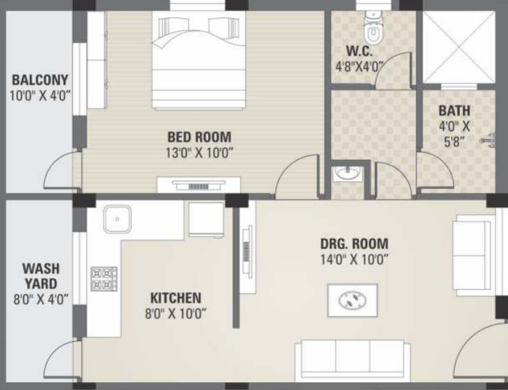 7 Oak Dream City (1BHK+1T (720 sq ft) 720 sq ft)