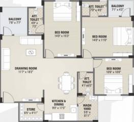 7 Oak Dream City (3BHK+3T (1,404 sq ft) 1404 sq ft)