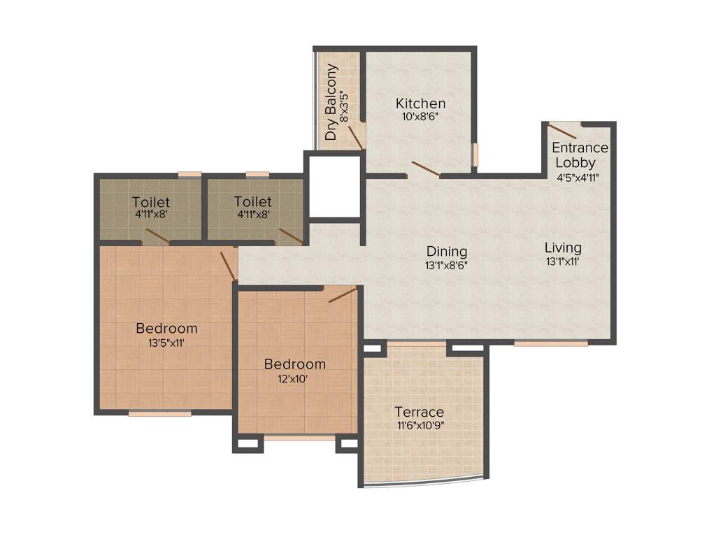 Nishant Iken (2BHK+2T (1,186 sq ft) 1186 sq ft)