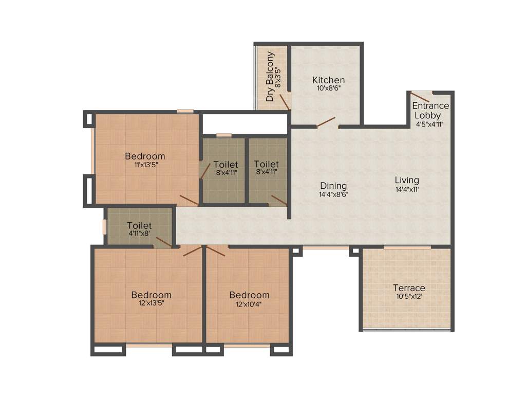 Nishant Iken (3BHK+3T (1,551 sq ft) 1551 sq ft)