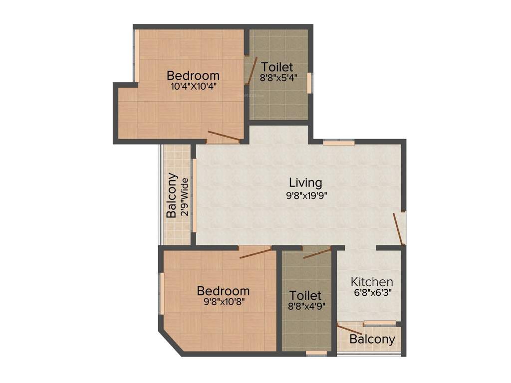 Ganguly Group 4 Sight Florence 2BHK+2T (974 sq ft)