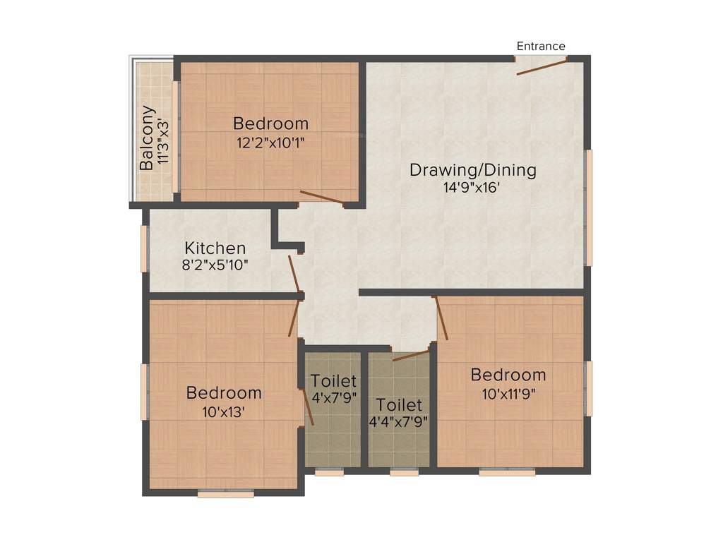 Ganguly 4 Sight Maple (3BHK+2T (1,288 sq ft) 1288 sq ft)