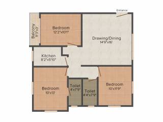 Ganguly 4 Sight Maple (3BHK+2T (1,288 sq ft) 1288 sq ft) Ganguly 4 Sight Maple (3BHK+2T (1,288 sq ft) 1288 sq ft)