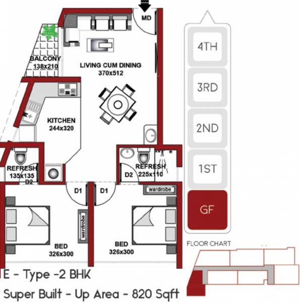 Vithayathil The Metropole (2BHK+2T (820 sq ft) 820 sq ft) Vithayathil The Metropole (2BHK+2T (820 sq ft) 820 sq ft)