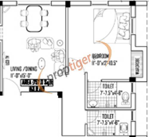 KCS Darshans (1BHK+2T (757 sq ft) 757 sq ft)