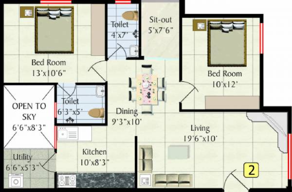 EAPL Appa Atlantis (2BHK+2T (1,143 sq ft) 1143 sq ft)