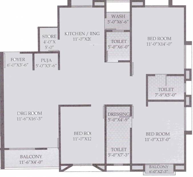 Priyanka Akarsh 1 (3BHK+3T (1,850 sq ft) + Pooja Room 1850 sq ft)