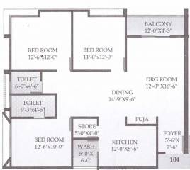 Priyanka Akarsh 1 (3BHK+3T (2,250 sq ft) + Pooja Room 2250 sq ft)