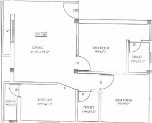 Tirupatiyar Lotus Apartment (2BHK+2T (751 sq ft) 751 sq ft) Tirupatiyar Lotus Apartment (2BHK+2T (751 sq ft) 751 sq ft)