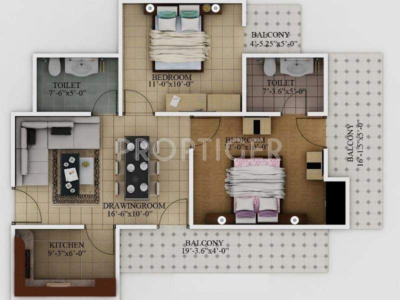 Javin Raj Empire (2BHK+2T (975 sq ft) 975 sq ft)