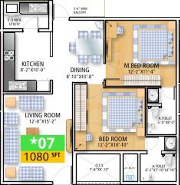 Soundarya Paradise (2BHK+2T (1,080 sq ft) 1080 sq ft)