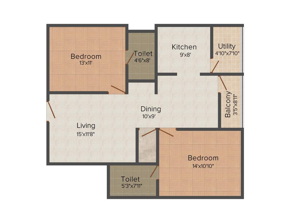 Soundarya Kamakshi (2BHK+2T (1,135 sq ft) 1135 sq ft)