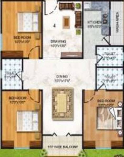 Crescent Crescent Paramount (3BHK+3T (1,350 sq ft) 1350 sq ft)