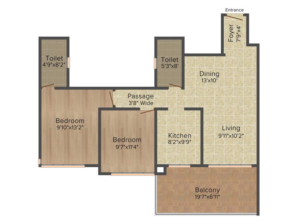 Ideal Ideal Heights (2BHK+2T (1,355 sq ft) 1355 sq ft)