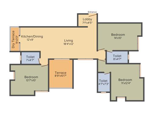 Gokhale Shree Padmavati (3BHK+3T (1,435 sq ft) 1435 sq ft)