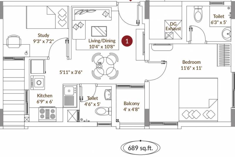 Appaswamy Splendour (2BHK+2T (689 sq ft) 689 sq ft)