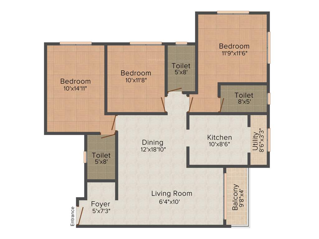 Ideal Ideal Unique Residency (3BHK+3T (1,665 sq ft) 1665 sq ft)