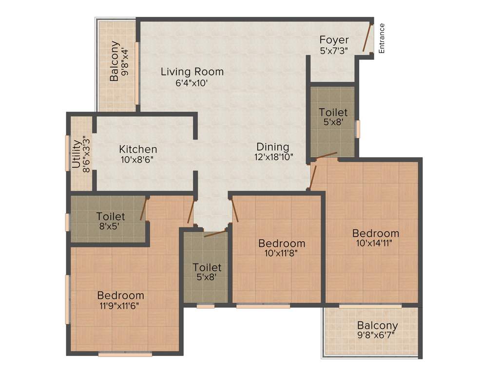 Ideal Ideal Unique Residency (3BHK+3T (1,755 sq ft) 1755 sq ft)