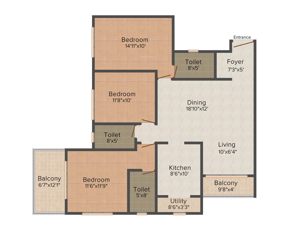 Ideal Ideal Unique Residency (3BHK+3T (1,785 sq ft) 1785 sq ft)