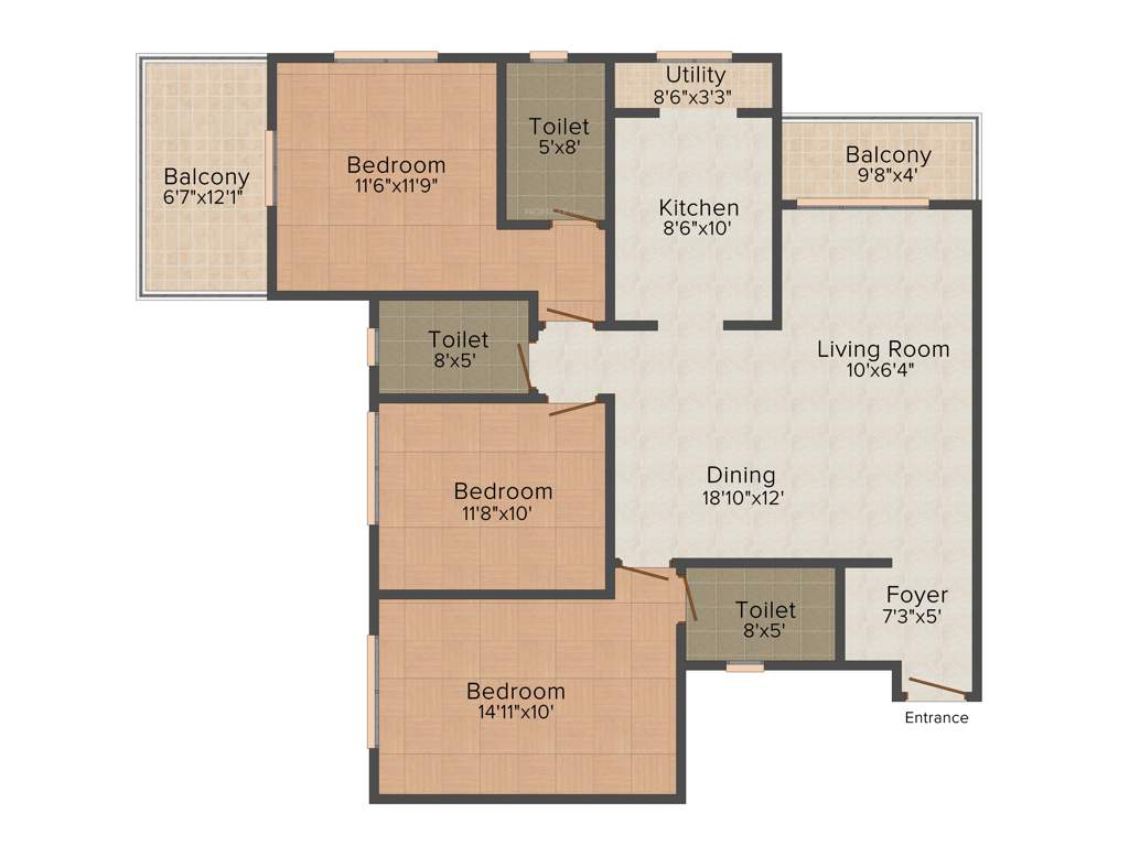 Ideal Ideal Unique Residency (3BHK+3T (1,775 sq ft) 1775 sq ft)