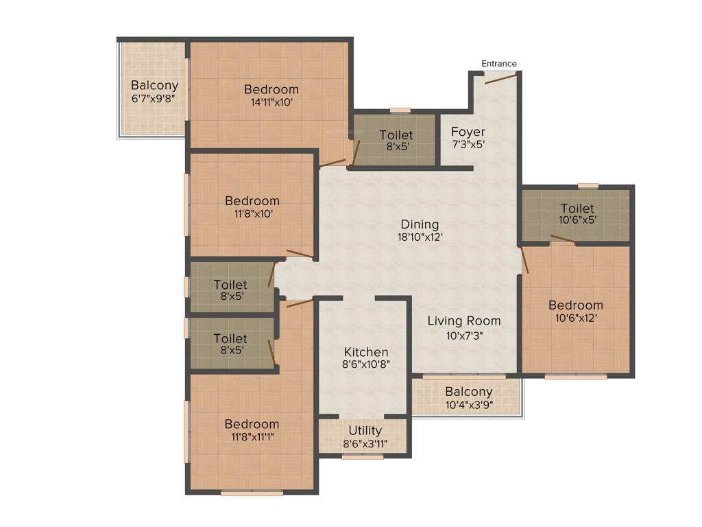 Ideal Ideal Unique Residency (4BHK+4T (2,070 sq ft) 2070 sq ft)