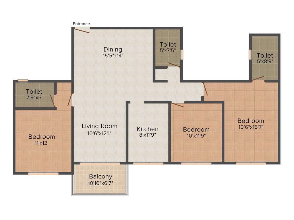 Ideal Ideal Unique Residency (3BHK+3T (1,815 sq ft) 1815 sq ft)