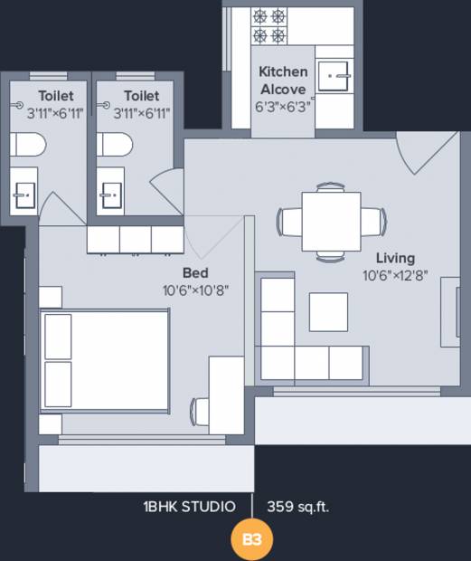 Marathon Nexworld (1BHK+2T (359 sq ft) 359 sq ft)