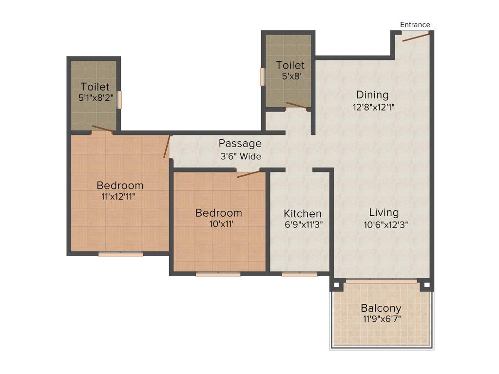 Ideal Greens (2BHK+2T (1,325 sq ft) 1325 sq ft)