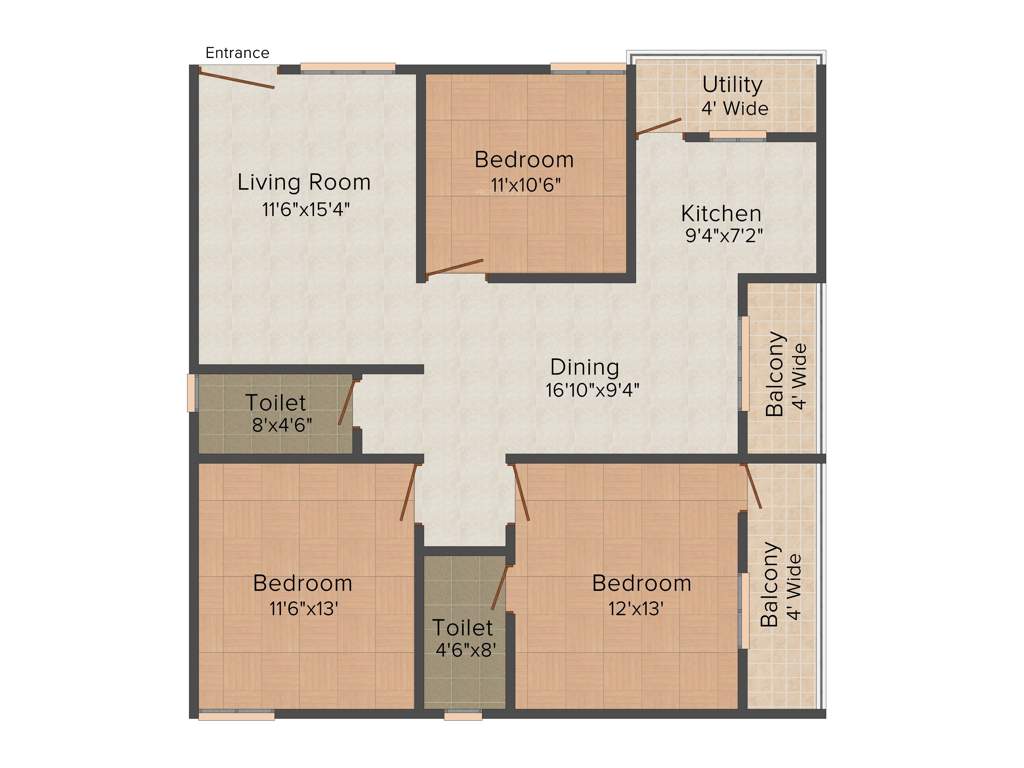 SLV Orchid (3BHK+2T (1,412 sq ft) 1412 sq ft)