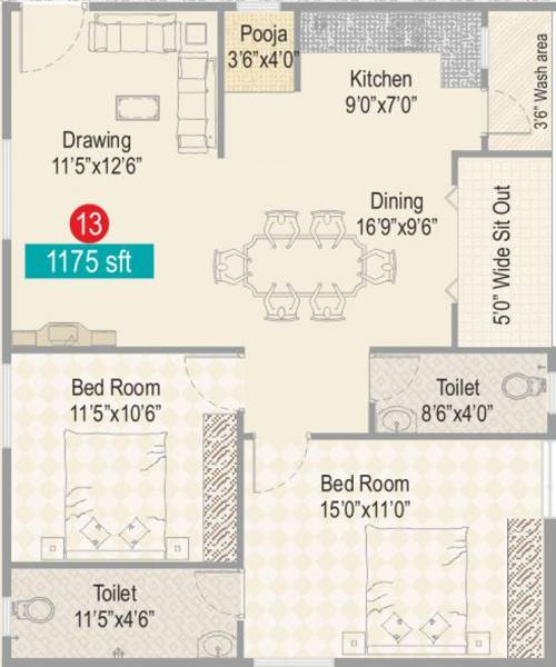 Sark Heights Two (2BHK+2T (1,175 sq ft) + Pooja Room 1175 sq ft)