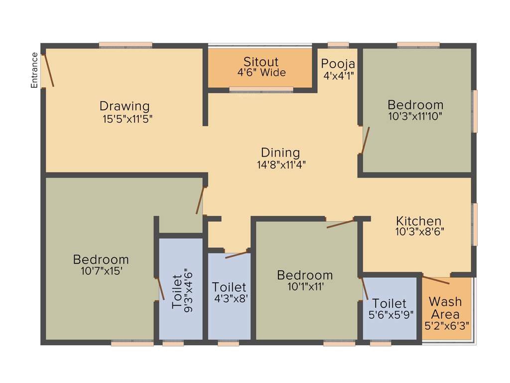 Sark Heights Two (3BHK+3T (1,480 sq ft) + Pooja Room 1480 sq ft)