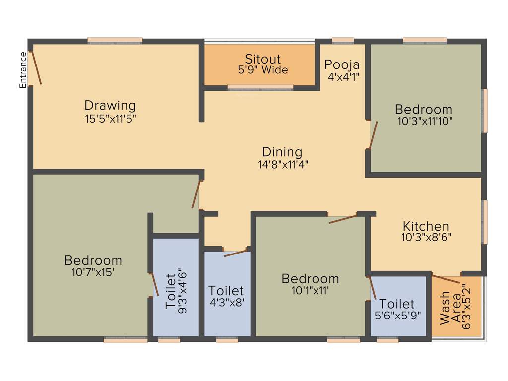 Sark Heights Two (3BHK+3T (1,495 sq ft) + Pooja Room 1495 sq ft)
