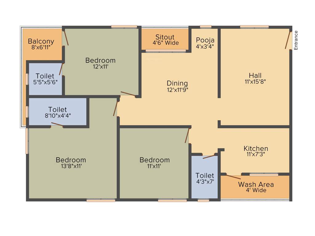 Sark Heights Two (3BHK+3T (1,525 sq ft) + Pooja Room 1525 sq ft)