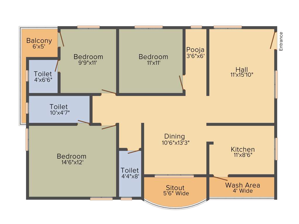 Sark Heights Two (3BHK+3T (1,600 sq ft) + Pooja Room 1600 sq ft)